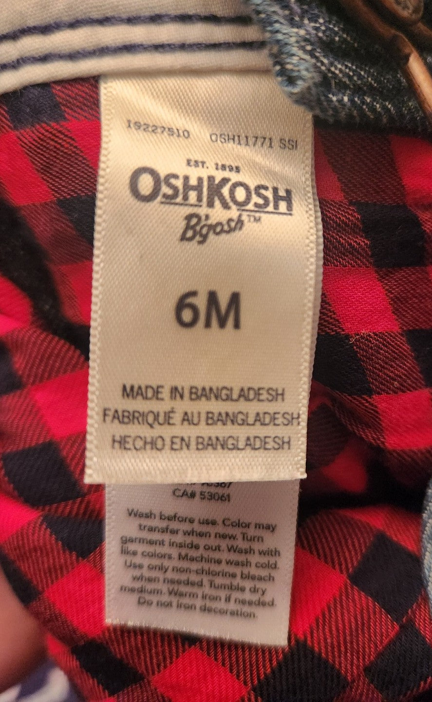 OshKosh Denim & Plaid Overalls 6 Months