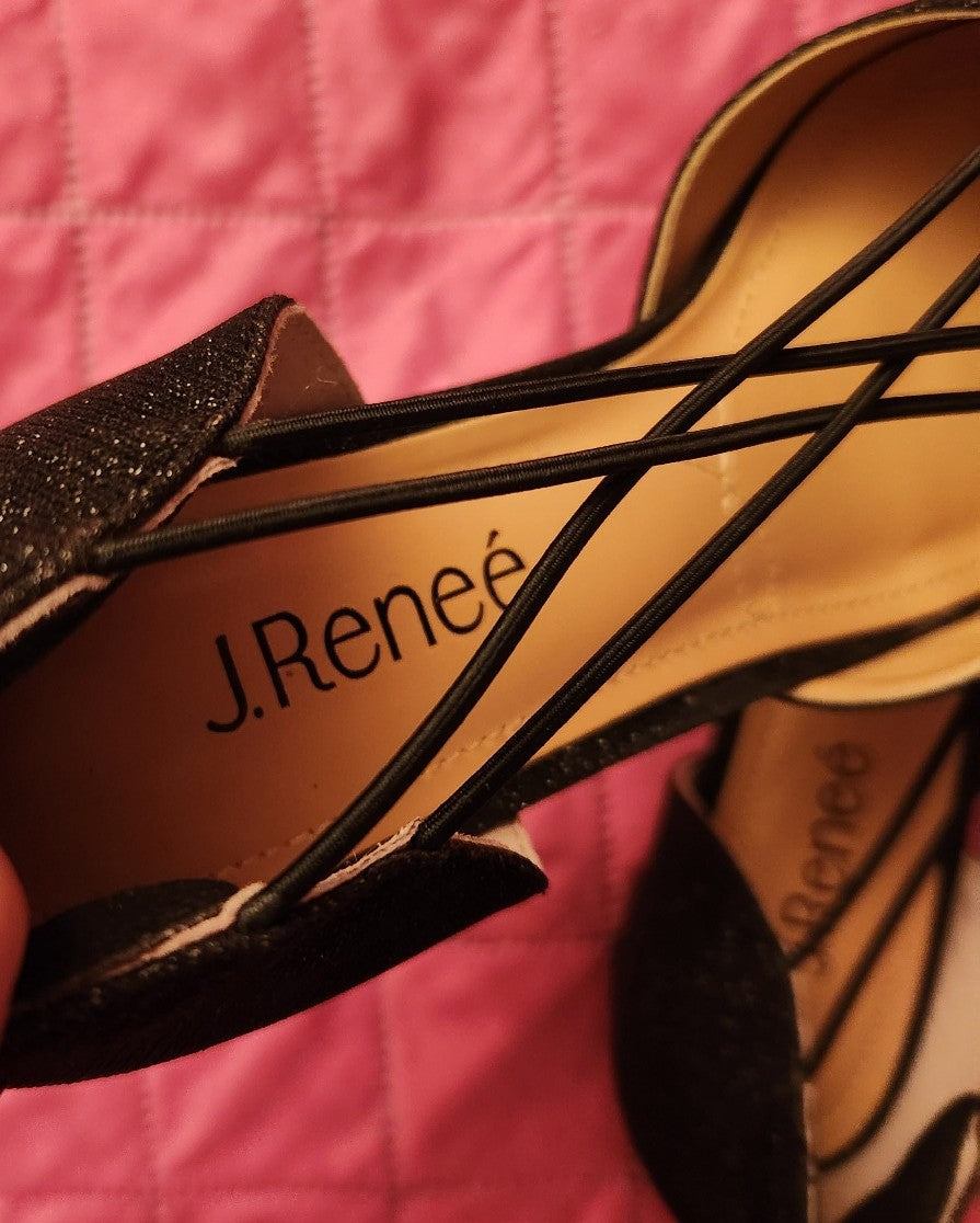 J. Renee Black Metallic Flats Ladies Size 8