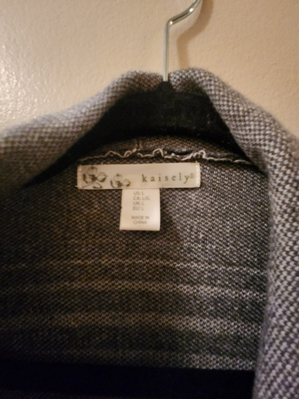 Open Front Gray Colorblock Cardigan Sweater Large
