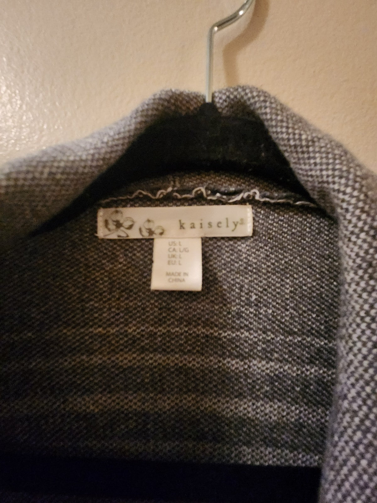 Open Front Gray Colorblock Cardigan Sweater Large