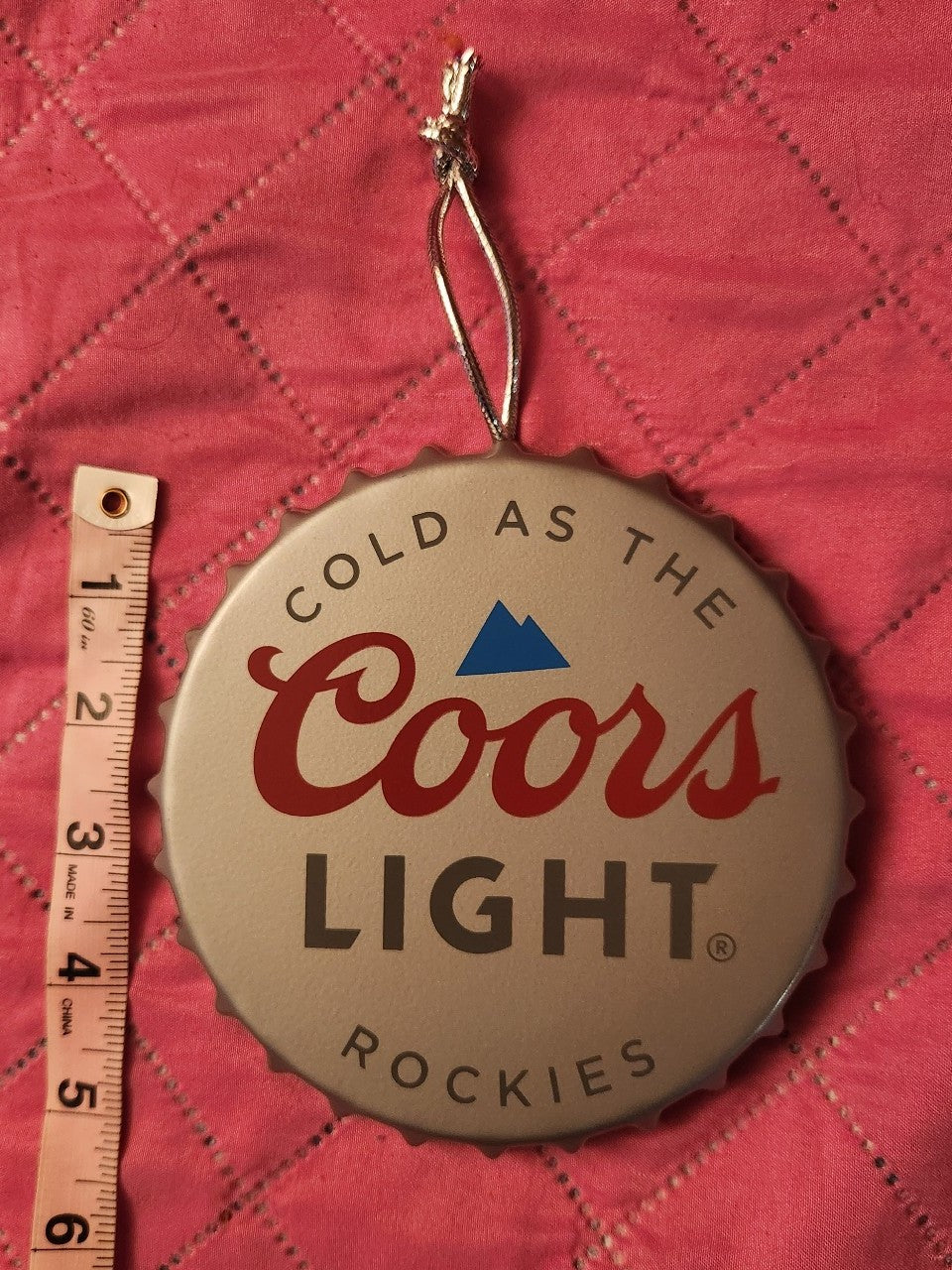 Coors Light Metal Bottle Cap Ornament NWT