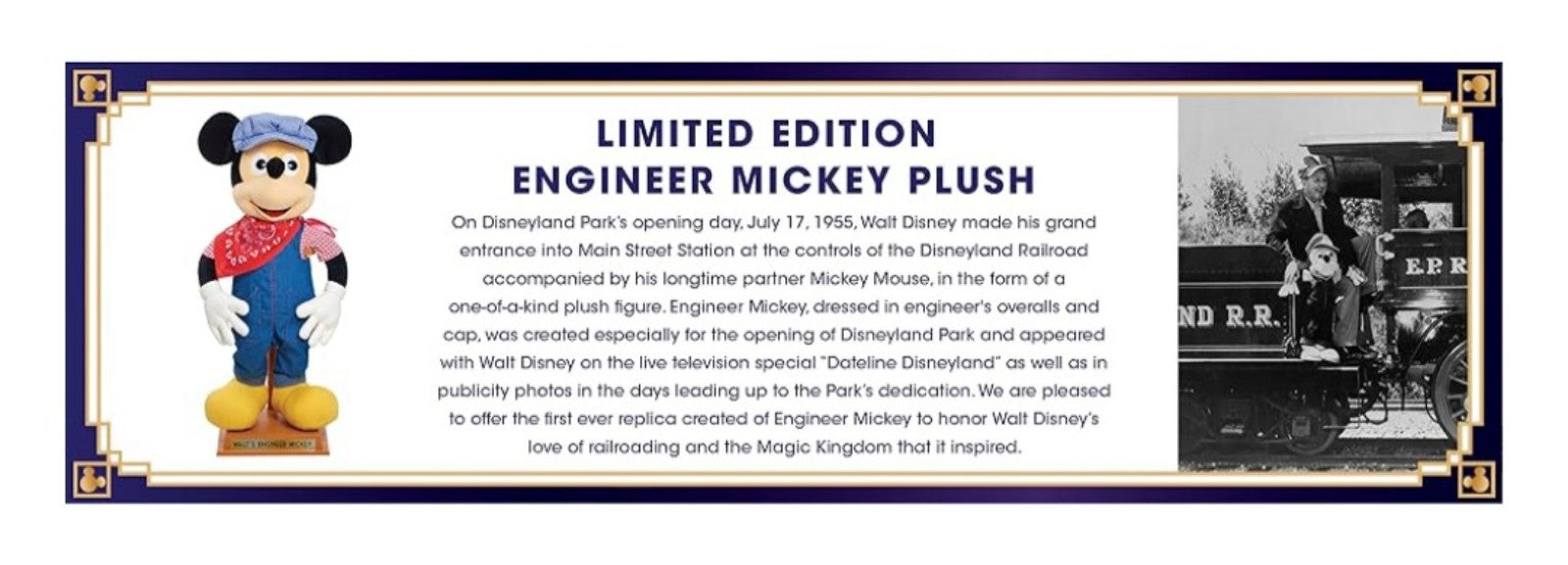 Disney Treasures From The Vault Limited Edition Engineer Mickey Mouse Plush NWT