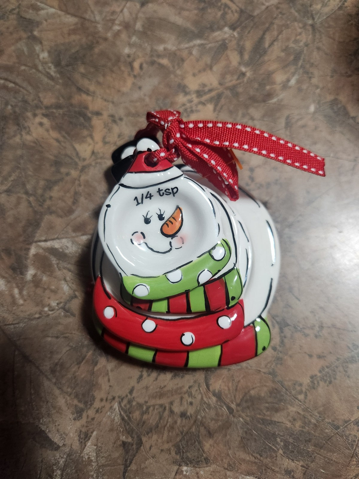 Christmas Snowman Ceramic Measuring Spoons NWT