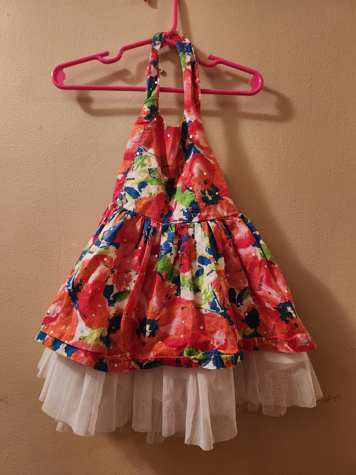 Little Lass Floral Layered Halter Dress 18M