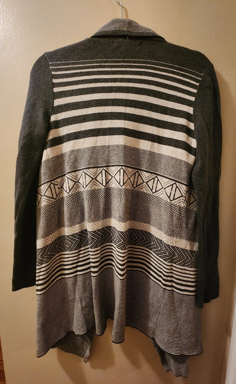Open Front Gray Colorblock Cardigan Sweater Large