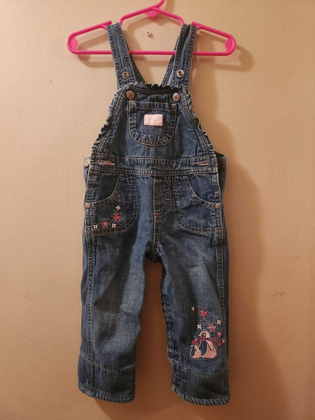 Oshkosh Bgosh Embroidered Peguins Girls Overalls 12 M