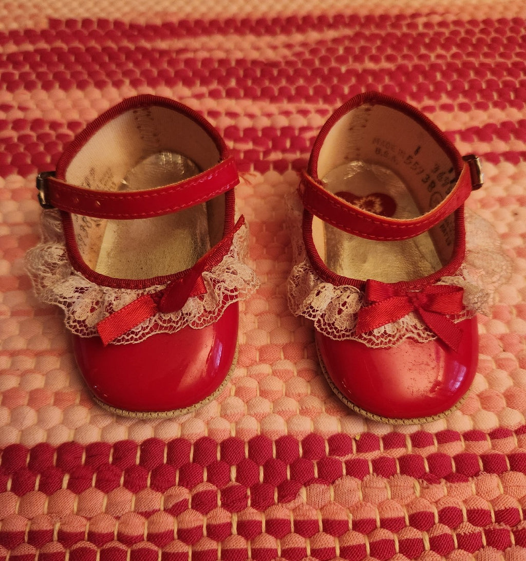 Dynamite Kids Vintage Red Frilly Dress Shoes