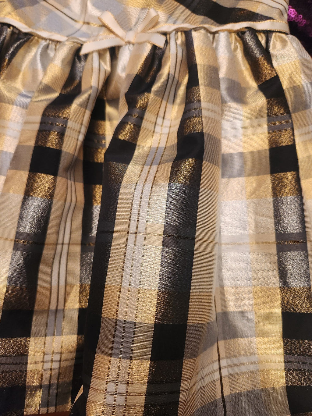 Bonnie Jean Black & Gold Plaid Dress 2T