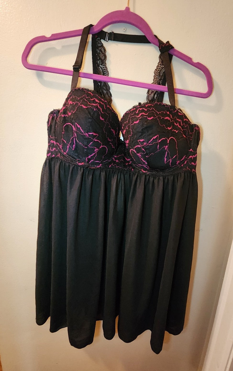 Torrid Black & Pink Baby Doll Lingerie Gown Size 2