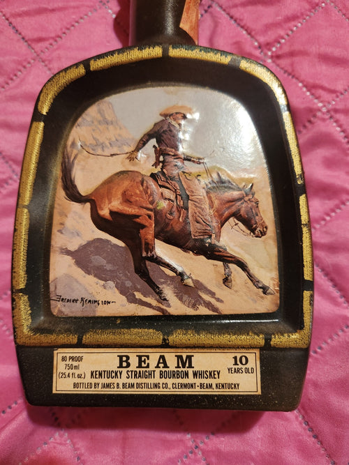 1979 Jim Beam The Cowboy Kentucky Bourbon Whiskey Decanter Empty Bottle