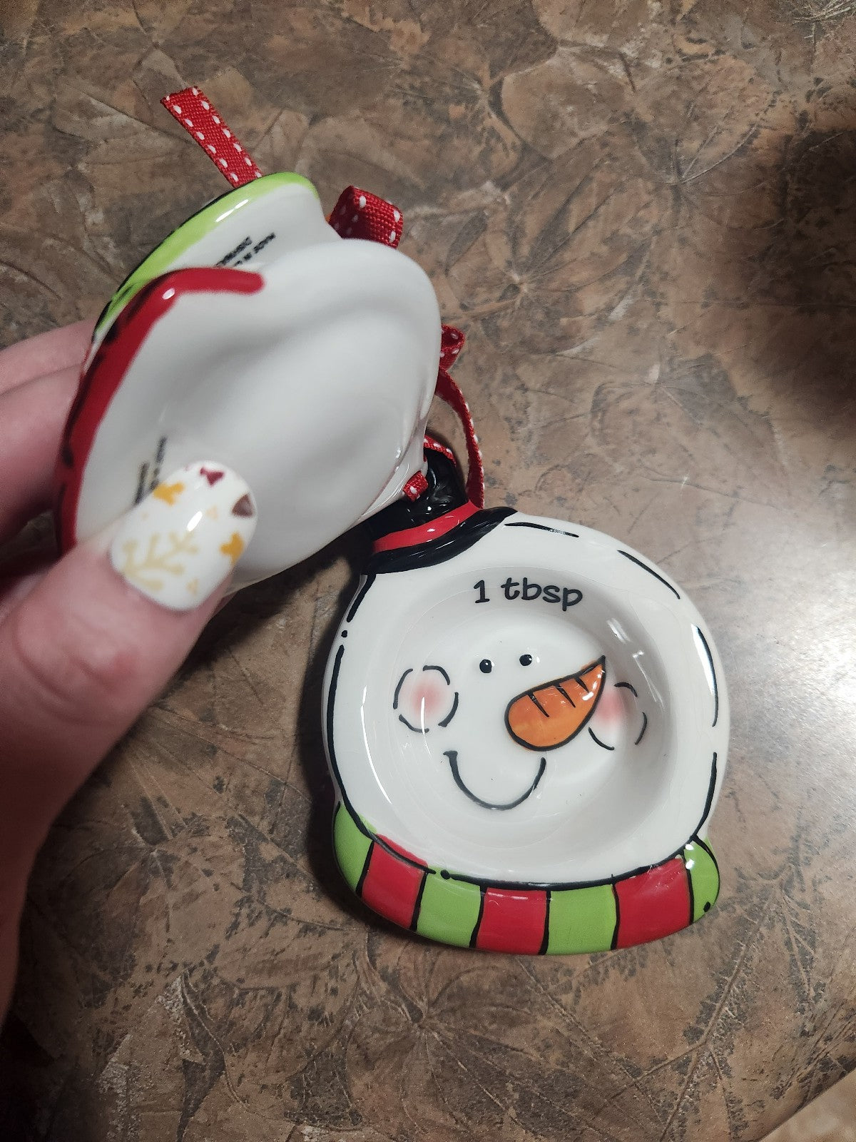 Christmas Snowman Ceramic Measuring Spoons NWT