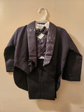 New Boys 5 Piece Black Tuxedo Set Size 2