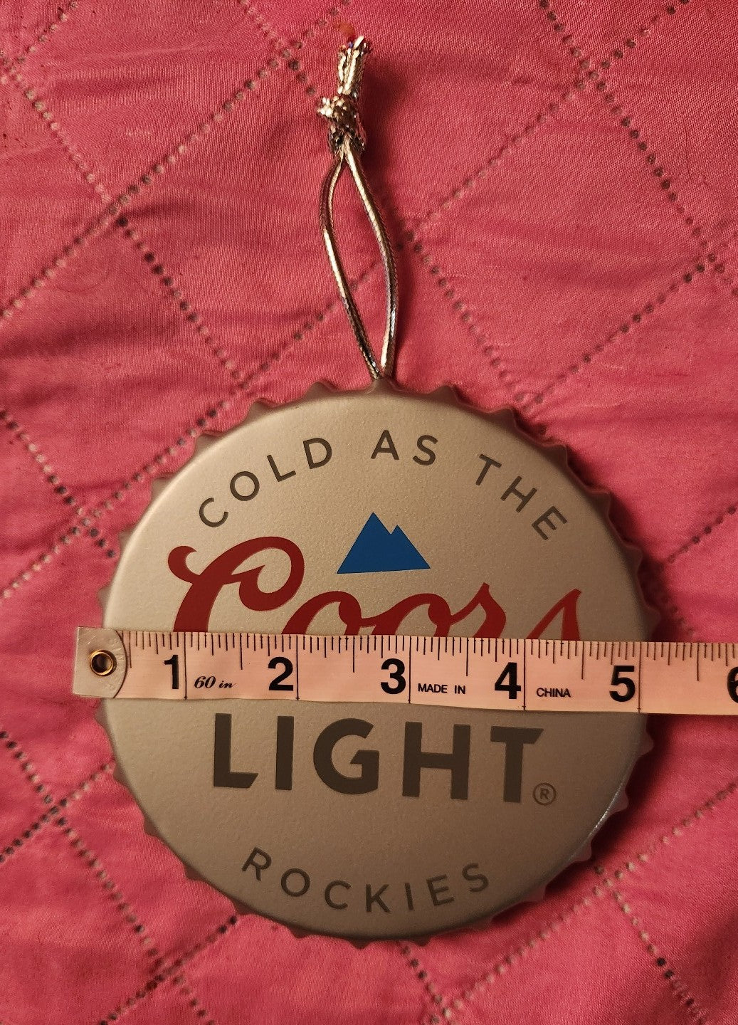 Coors Light Metal Bottle Cap Ornament NWT