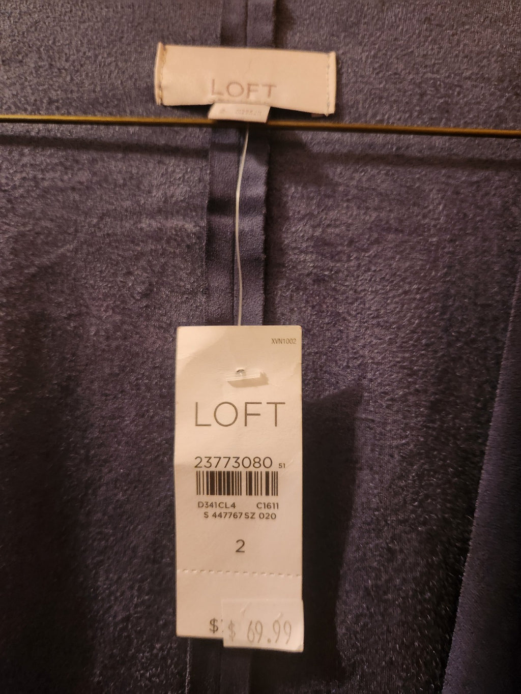 LOFT Blue Suede Open Front Drape Jacket XS NWT