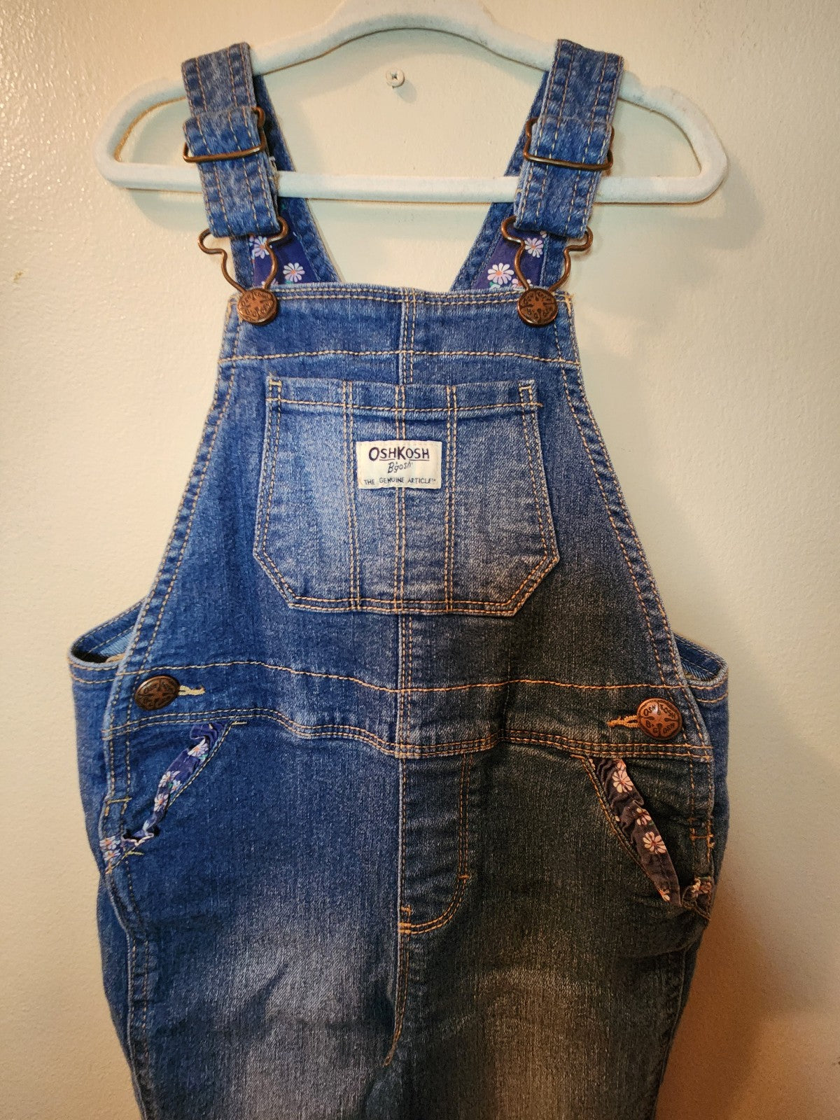 OshKosh Denim Floral Overalls 3T