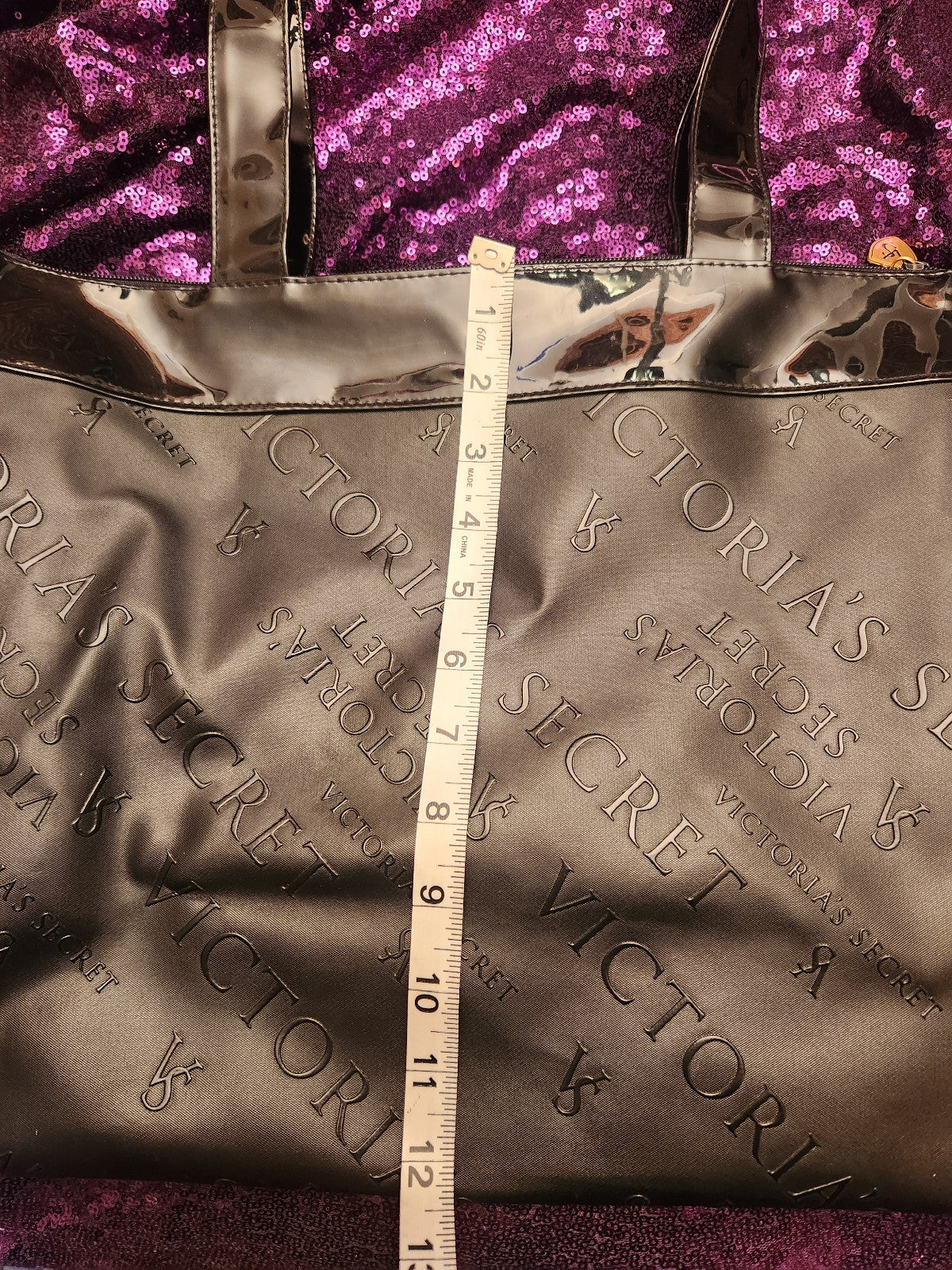 Victorias Secret Black Embossed Pattern Tote Bag
