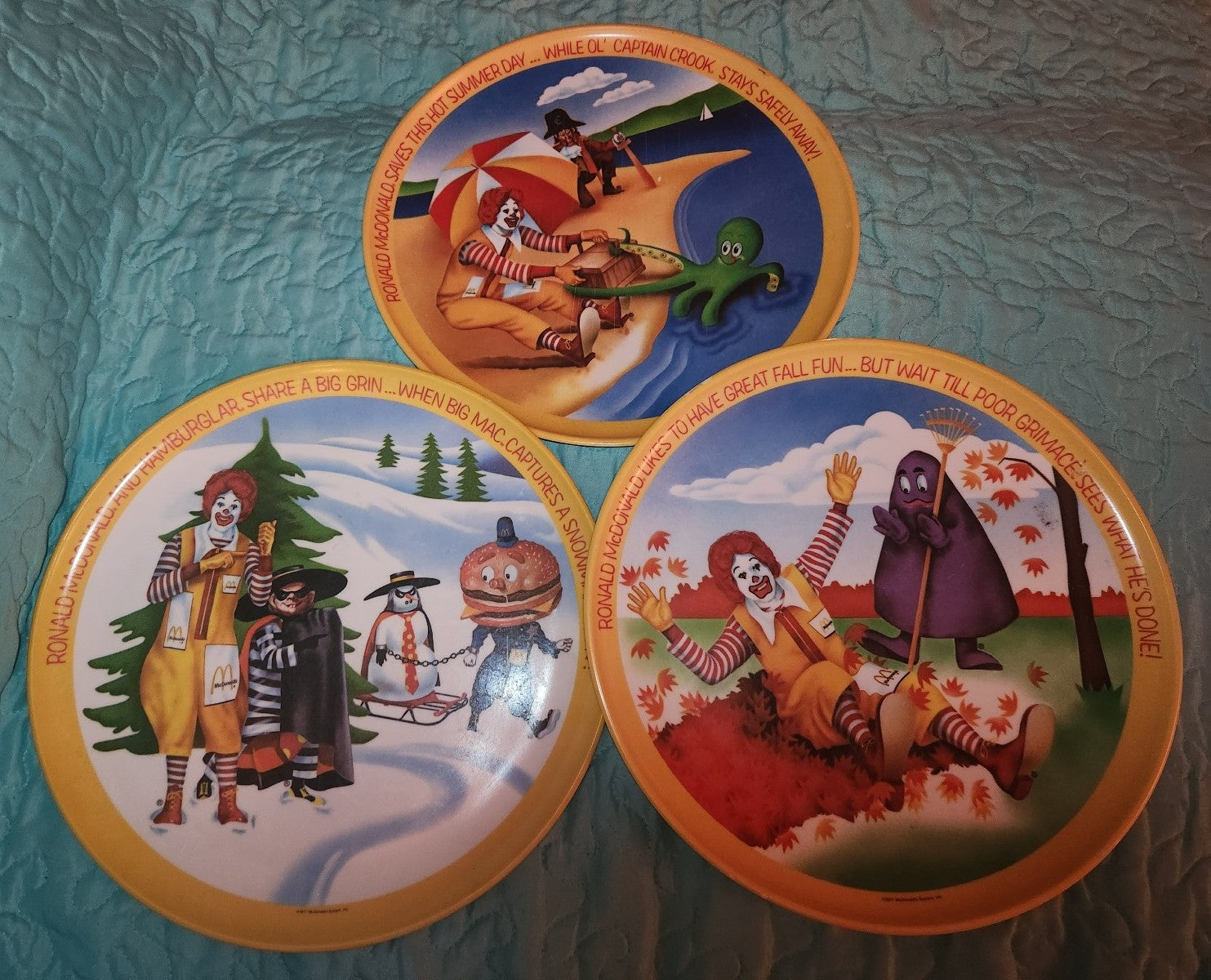Mcdonalds Vintage 1977 Ronald Mcdonald Seasonal Plates