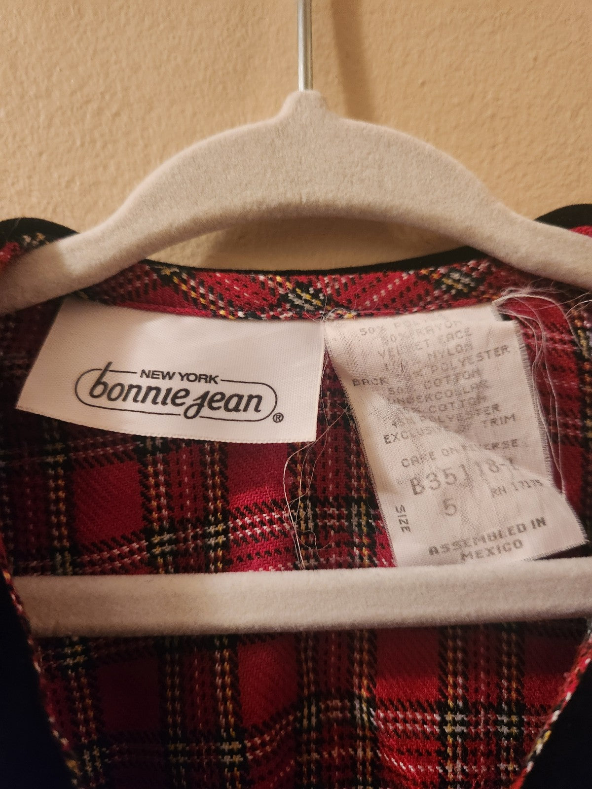 Bonnie Jean Girls Vintage Plaid Dress Size 5