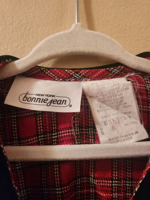 Bonnie Jean Girls Vintage Plaid Dress Size 5