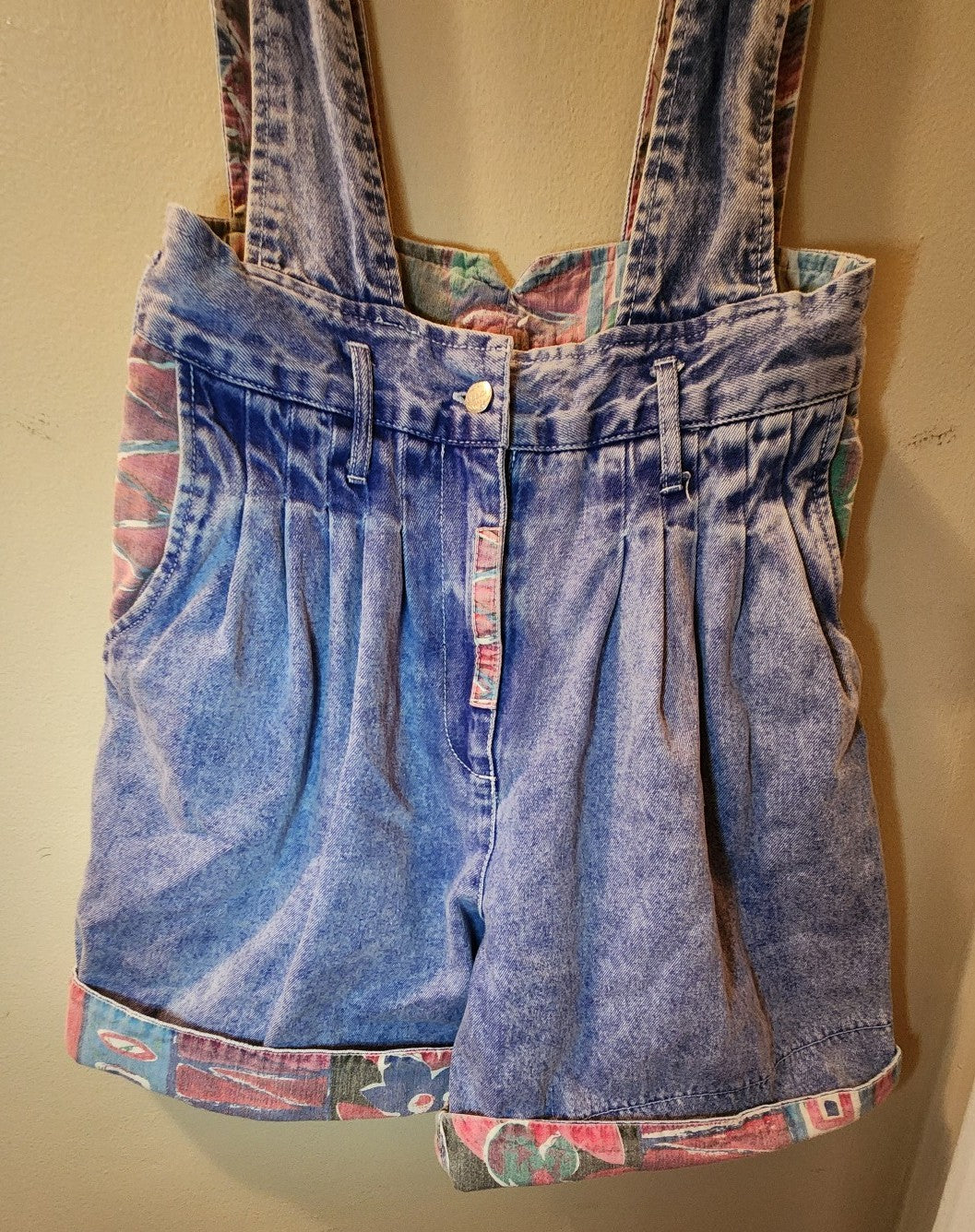 Ladies 90s Vintage Mission Bay Denim Overall Shorts Size 9