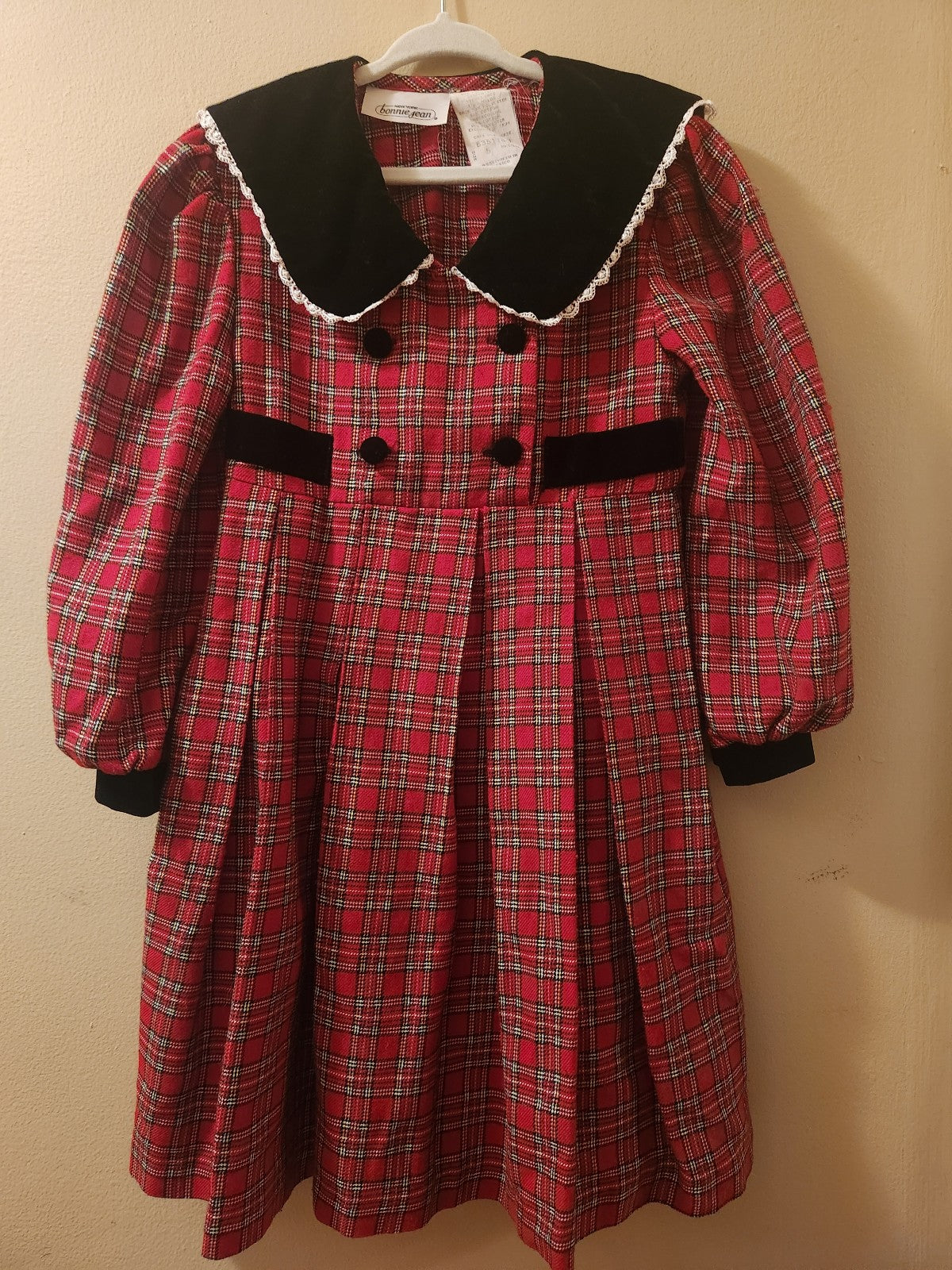 Bonnie Jean Girls Vintage Plaid Dress Size 5