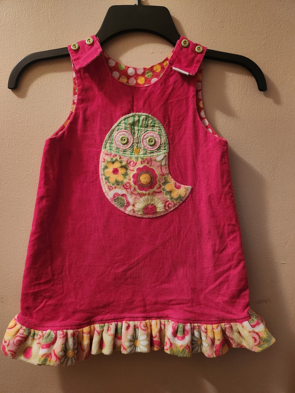 Vintage The Bailey Boys Pink Corduroy Owl Dress 4T