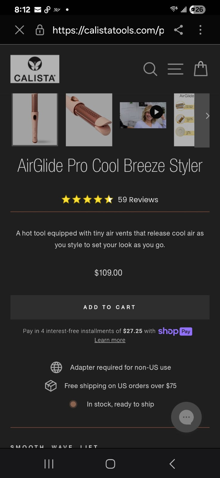 Calista AirGlide Pro Cool Breeze Styler