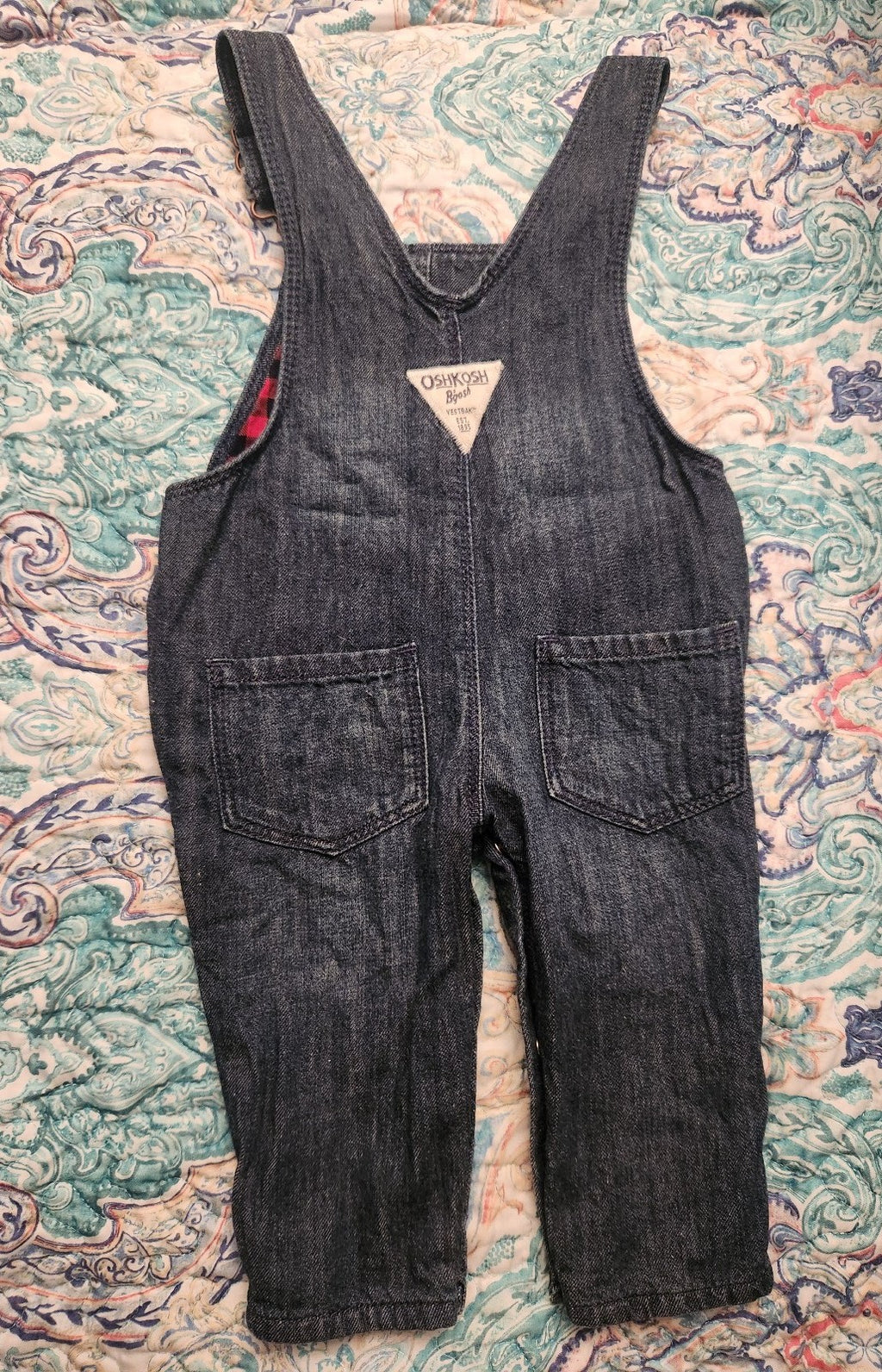 OshKosh Denim & Plaid Overalls 6 Months
