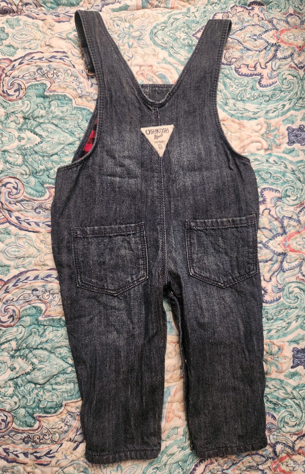 OshKosh Denim & Plaid Overalls 6 Months