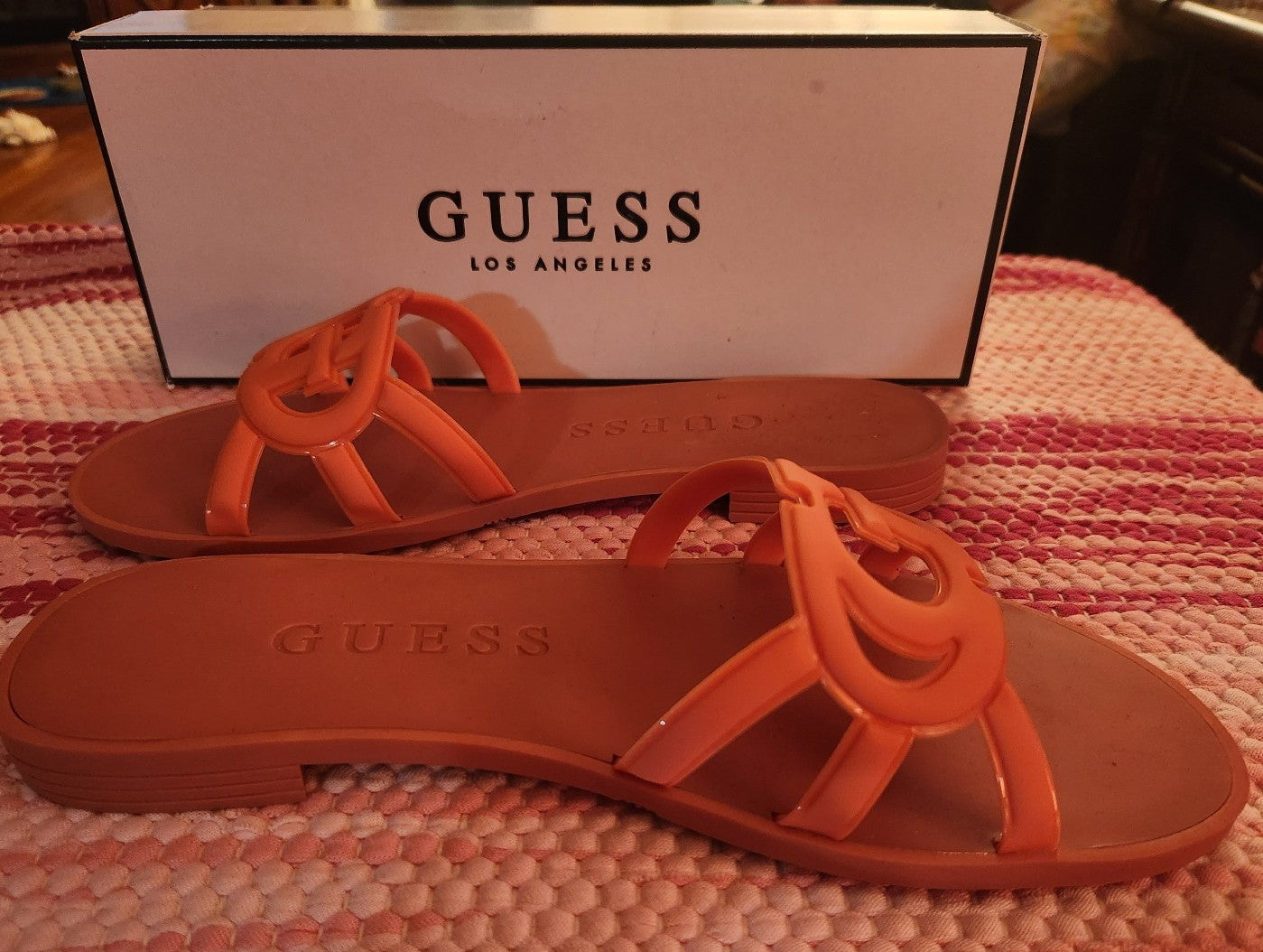 Guess Orange Elyho Sandals Ladies Size 8 NWT