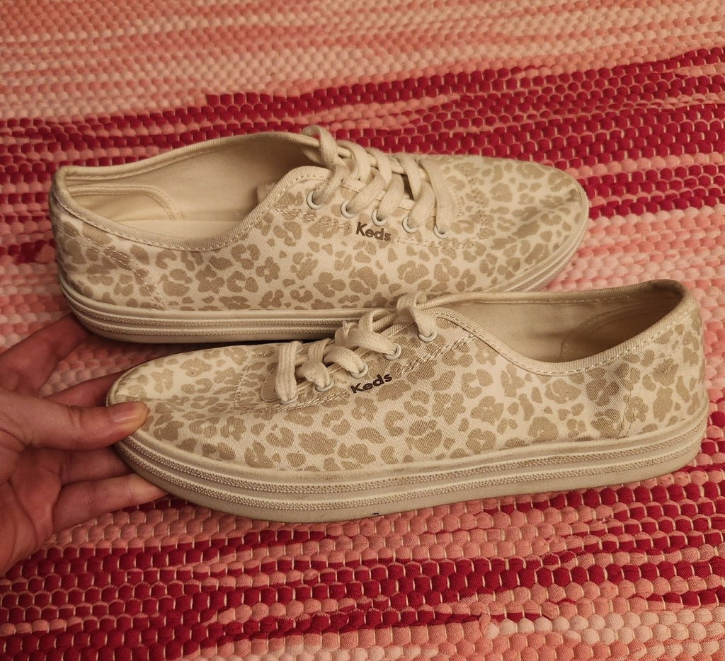 Keds White Leopard Sneakers Size 8