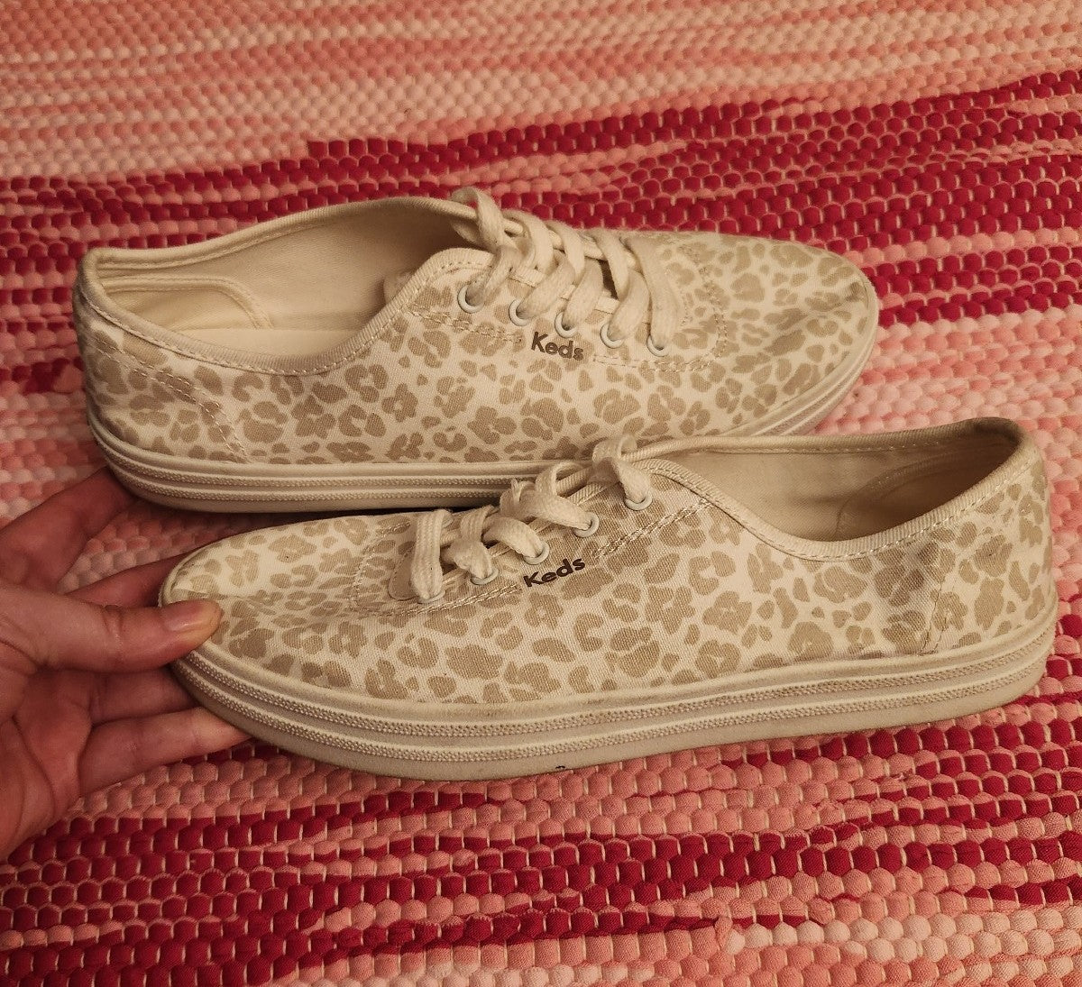 Keds White Leopard Sneakers Size 8