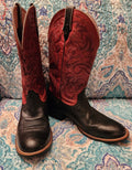 Ariat Womens Black Deertan & Red Round Toe Western Cowboy Boots Size 9.5