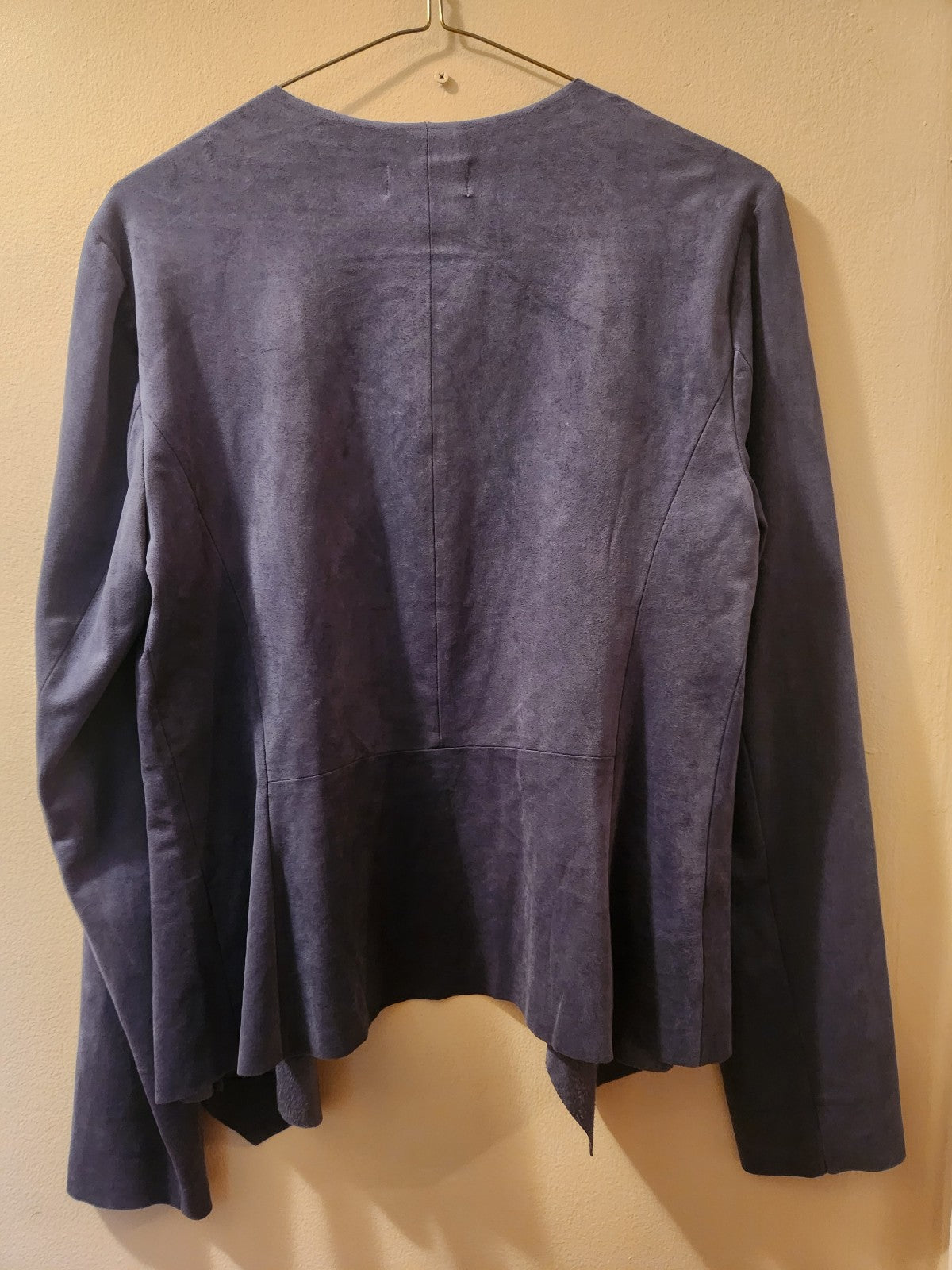 LOFT Blue Suede Open Front Drape Jacket XS NWT