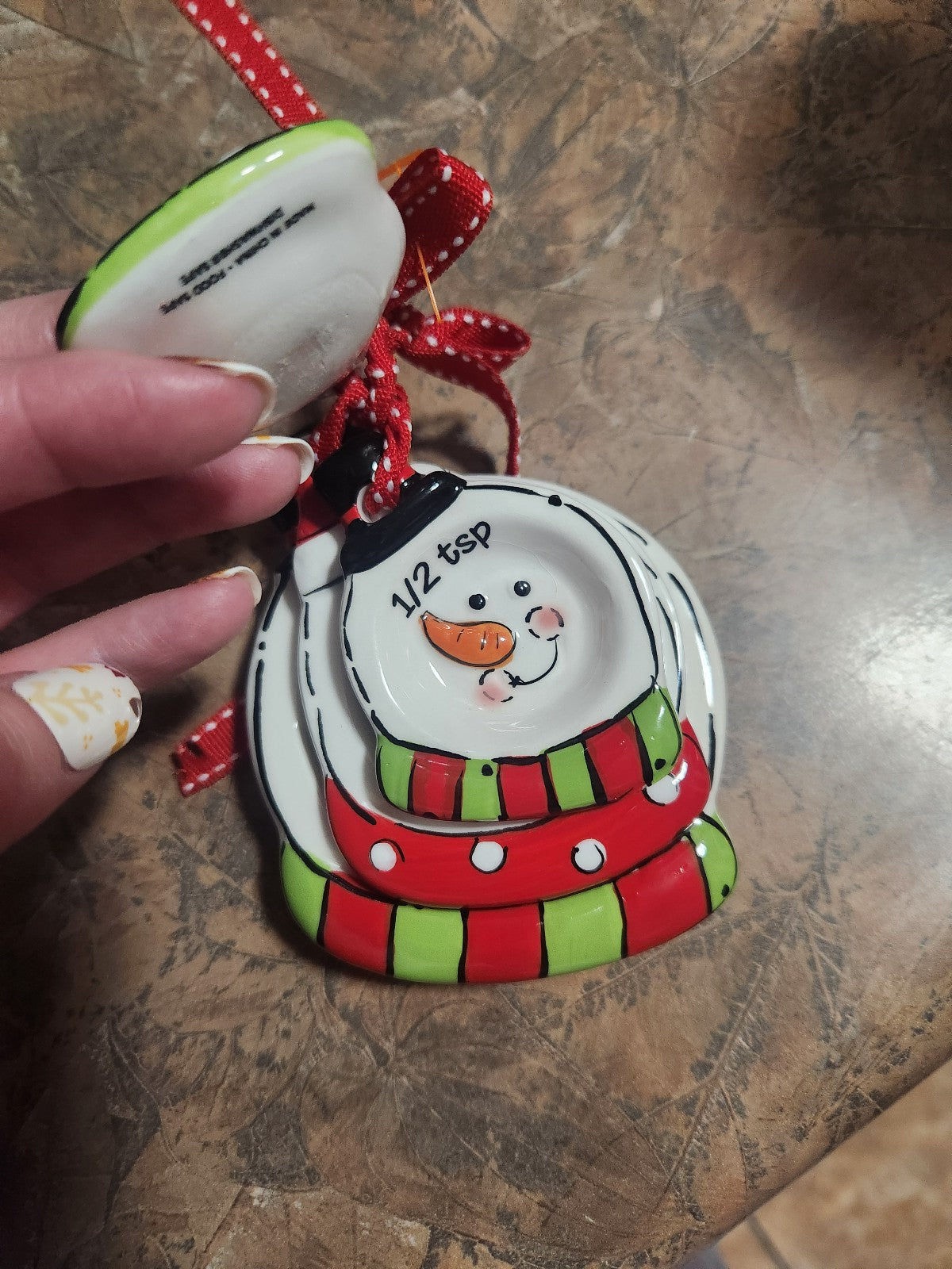 Christmas Snowman Ceramic Measuring Spoons NWT