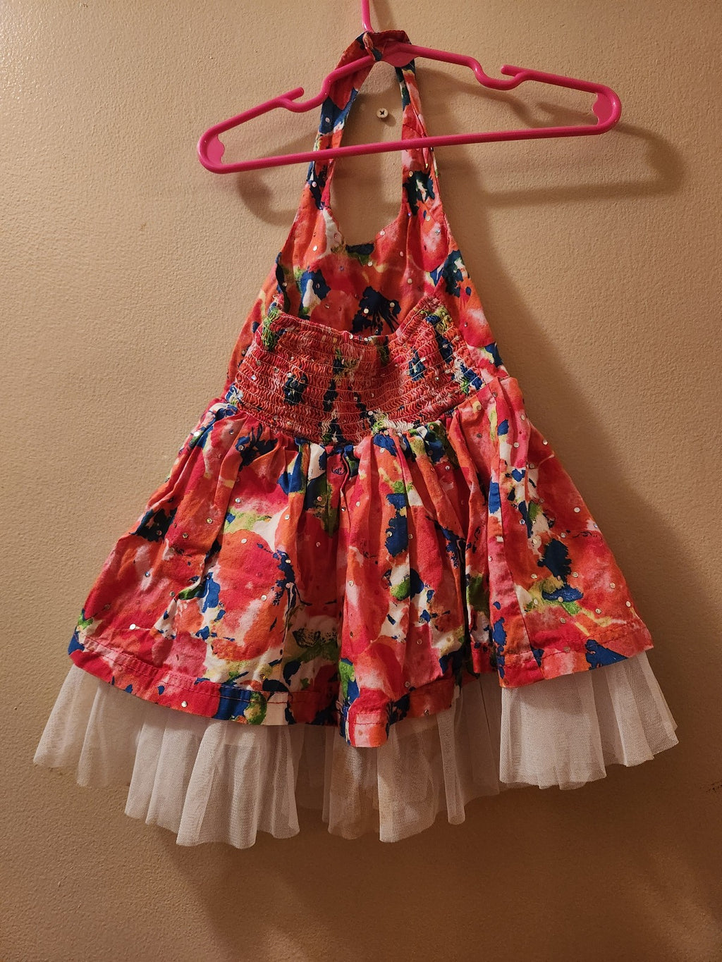 Little Lass Floral Layered Halter Dress 18M